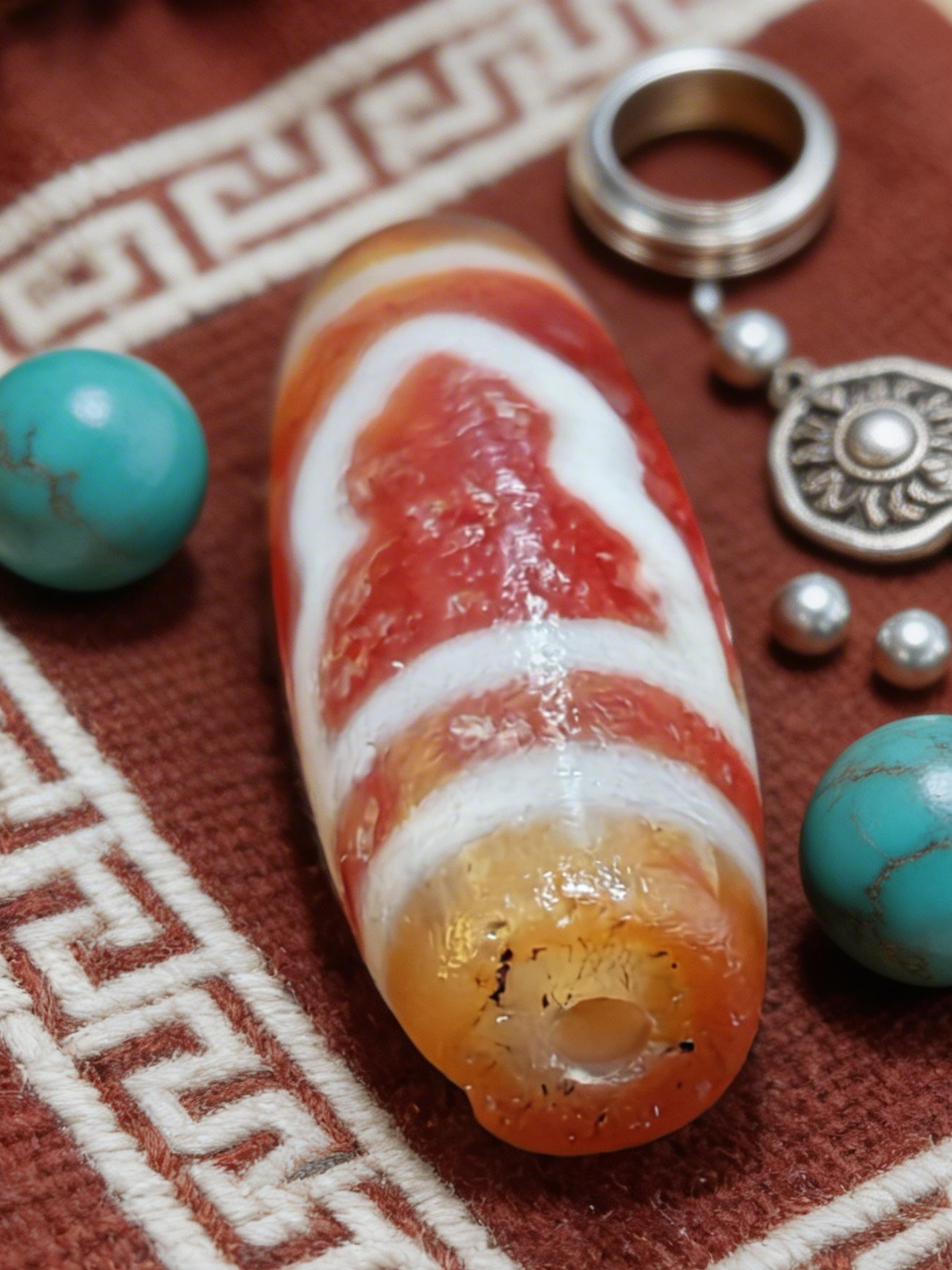 「紅肉一眼靠山天珠」26036