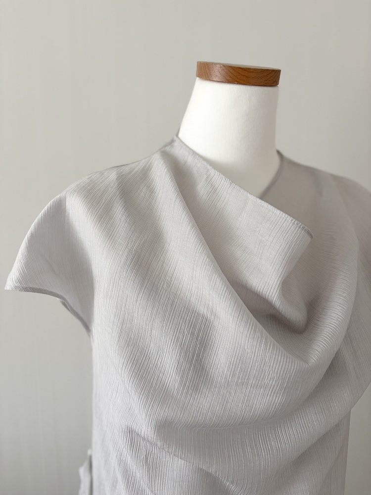 Draped Neck Dress with Inner Slip (Misty Blue)