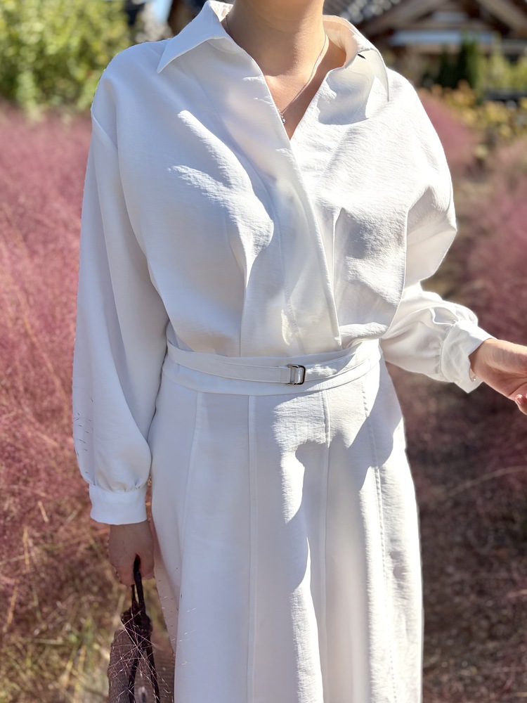 The Madeleine Belted Dress (White)