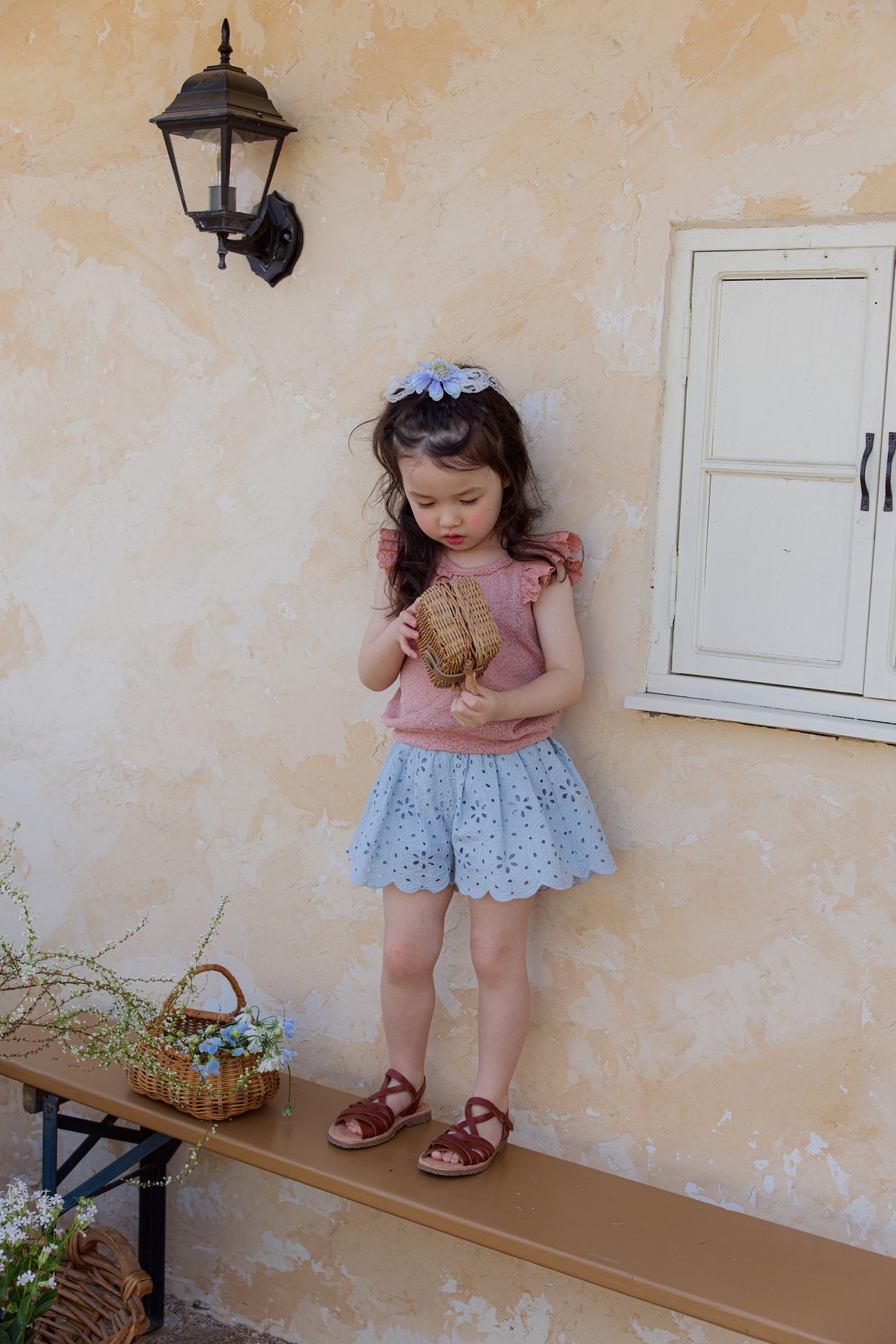 Flo | Lace skirt pants (Blue 110(95-105)