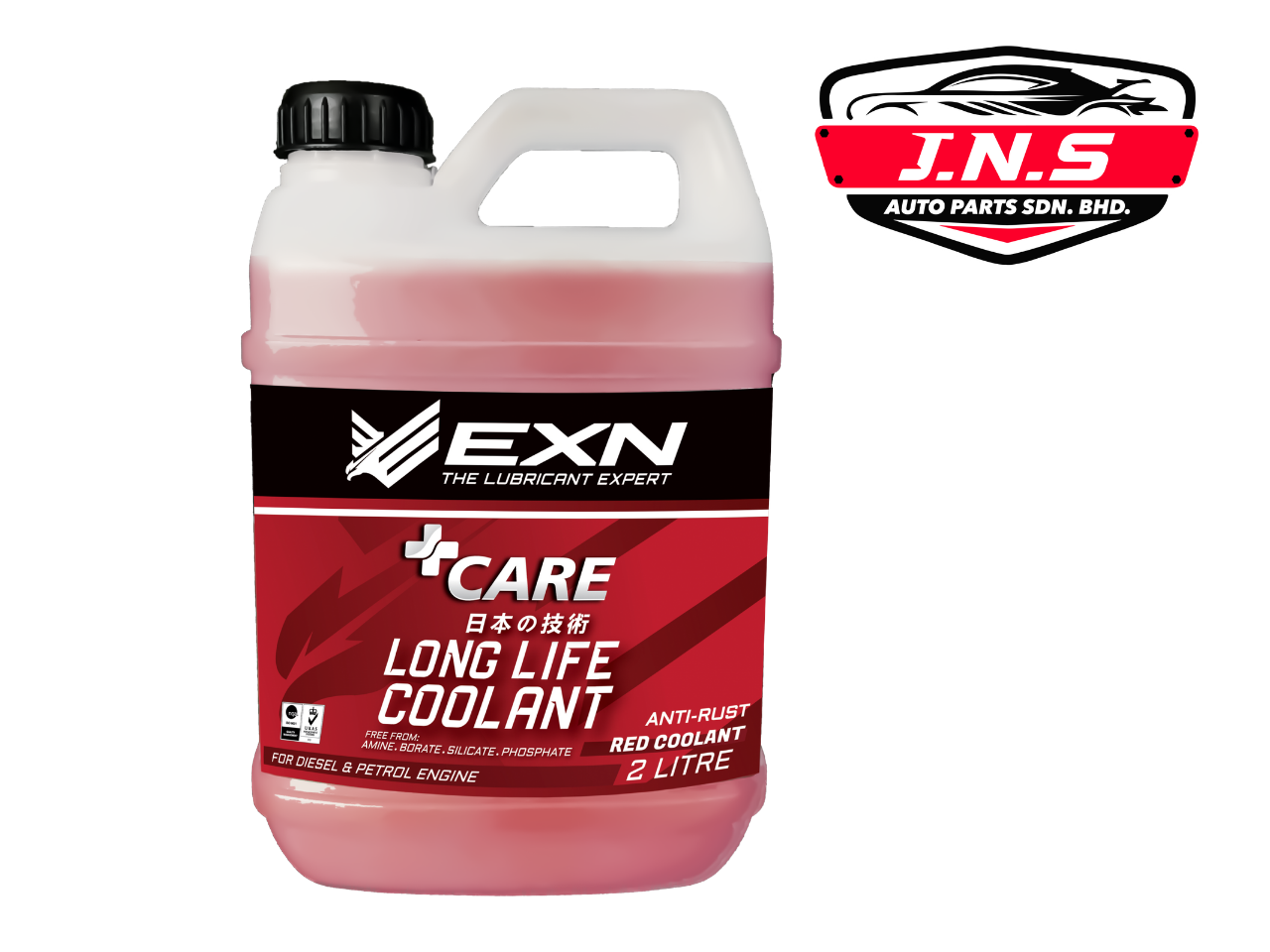 EXN +Care Long Life Coolant Anti-Rust Red Coolant 2L (Diesel & Petrol Engine)