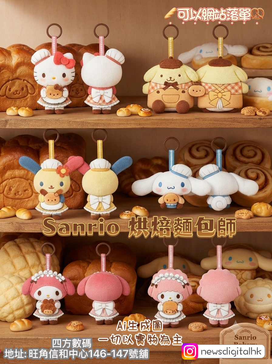 ［10月尾到貨]香港限定Sanrio 烘焙麵包師掛飾