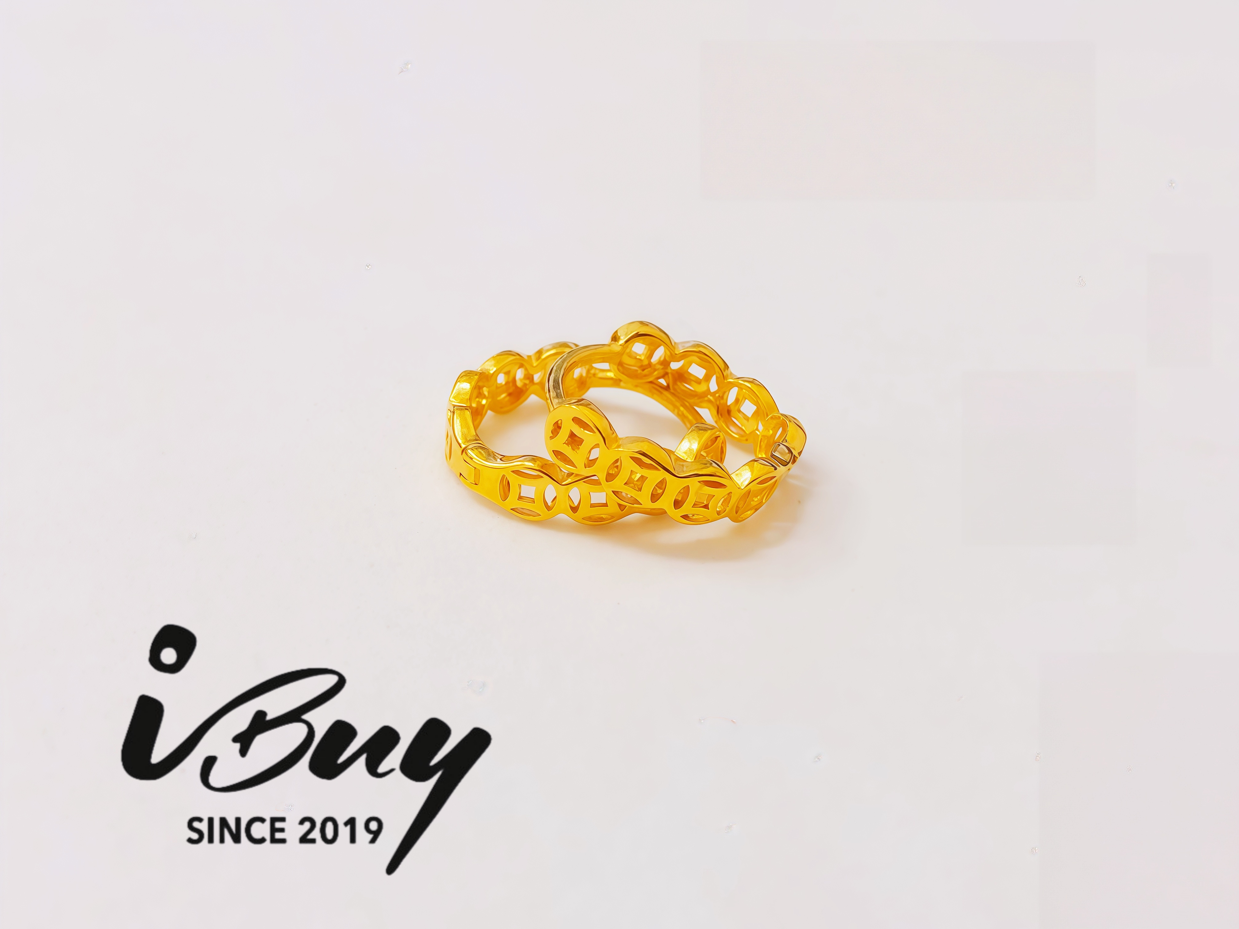 916 GOLD COIN EARRING 916 金 钱币耳圈