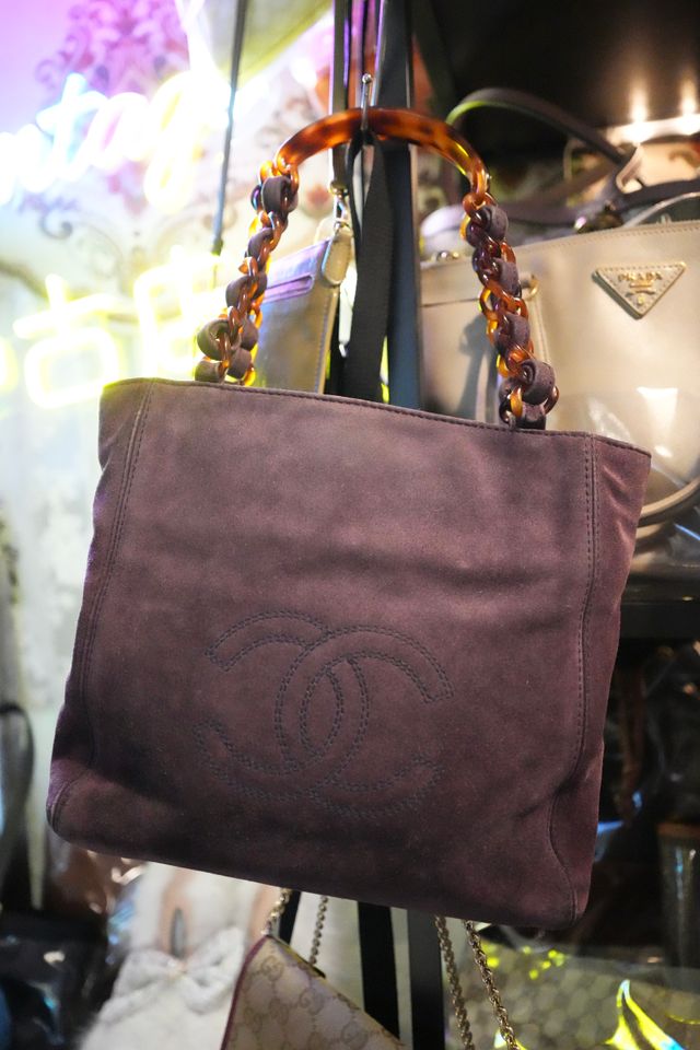 【CHANEL】97-99 vintage purple suede Tortoise★トートバッグ 97-99 vintage chanel purple suede Tortoise Shell Style Strap