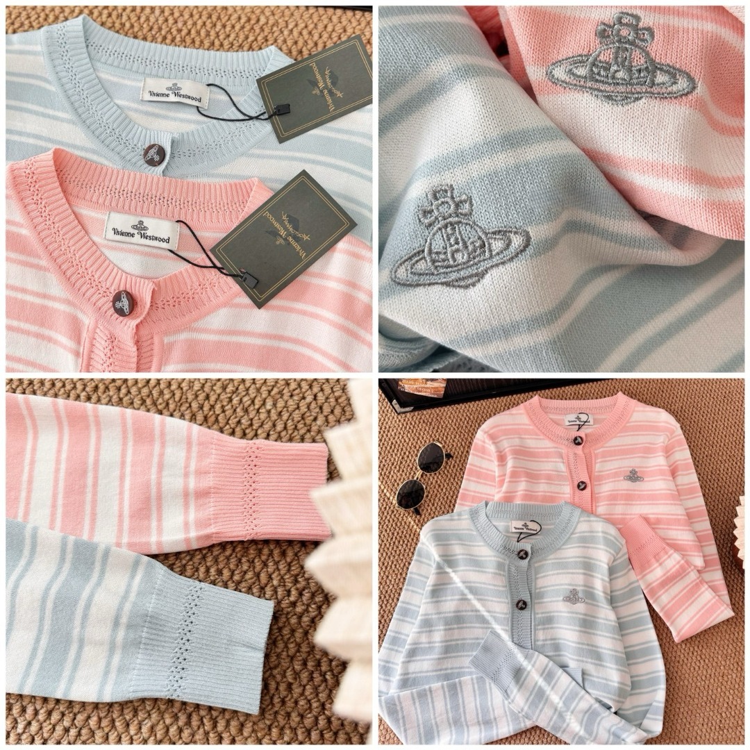 Vivienne Westwood 銀線土星刺繡薄款開襟冷衫