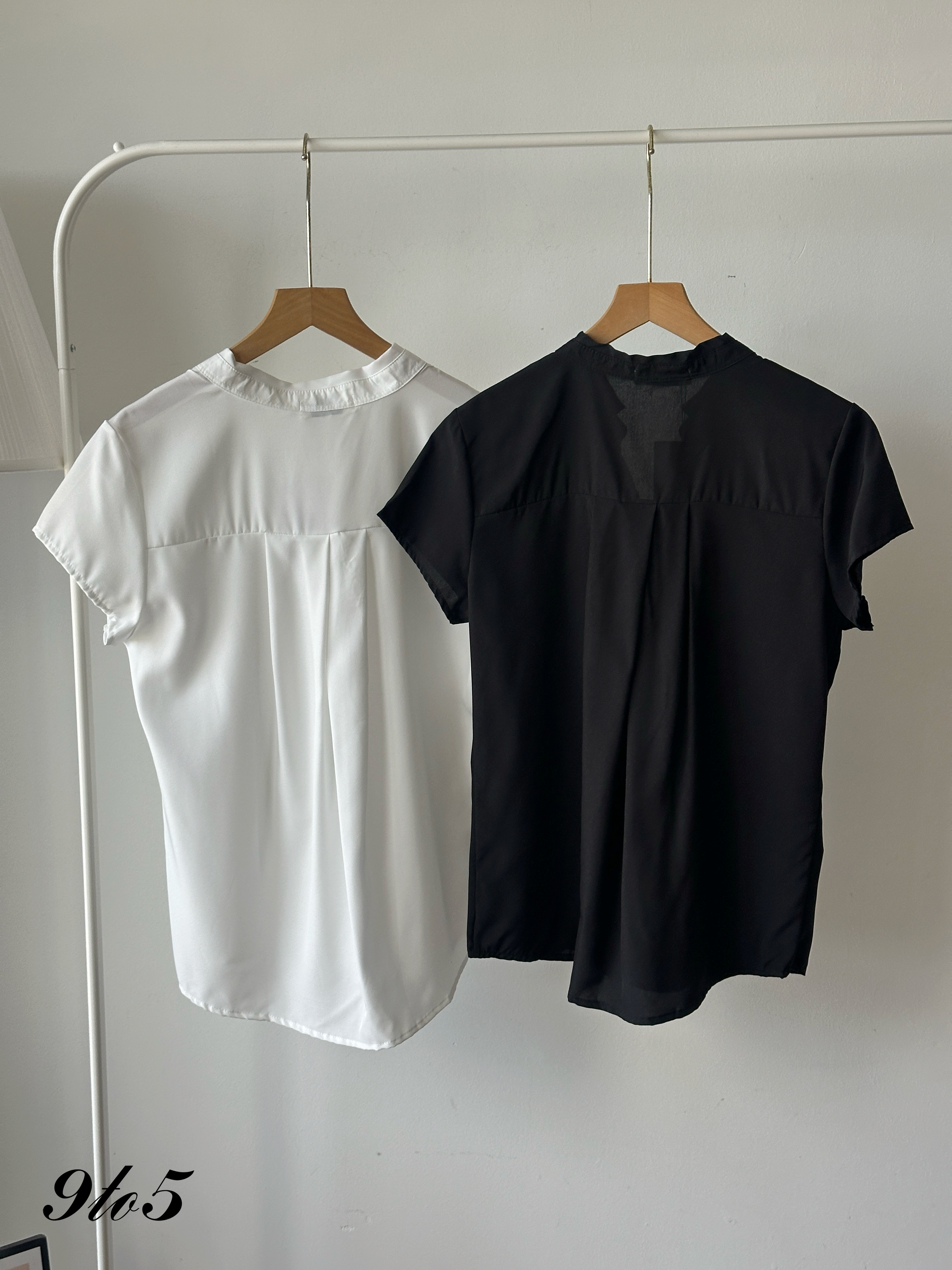 T4303 Stand Collar V Neck Shirt - 4 Colors 