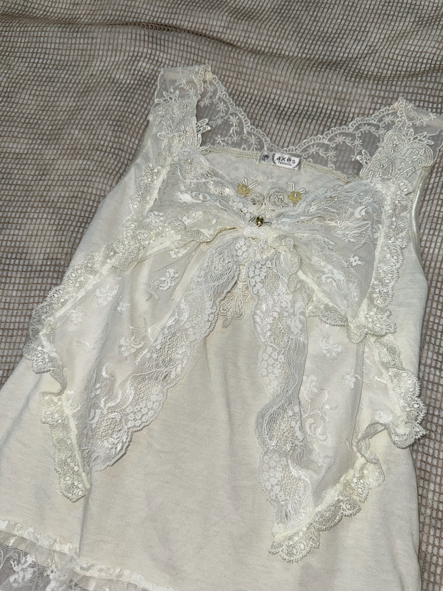 Axes Femme Dollcore Big Bow Layered Lace Hem Tunic Tank