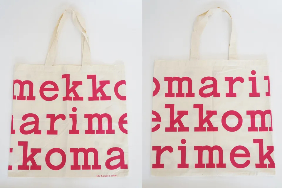 Marimekko Tote Bag   Marimekko 米白色 桃紅色 /粉紅色帆布袋 上膊 大袋 tote bag 環袋 