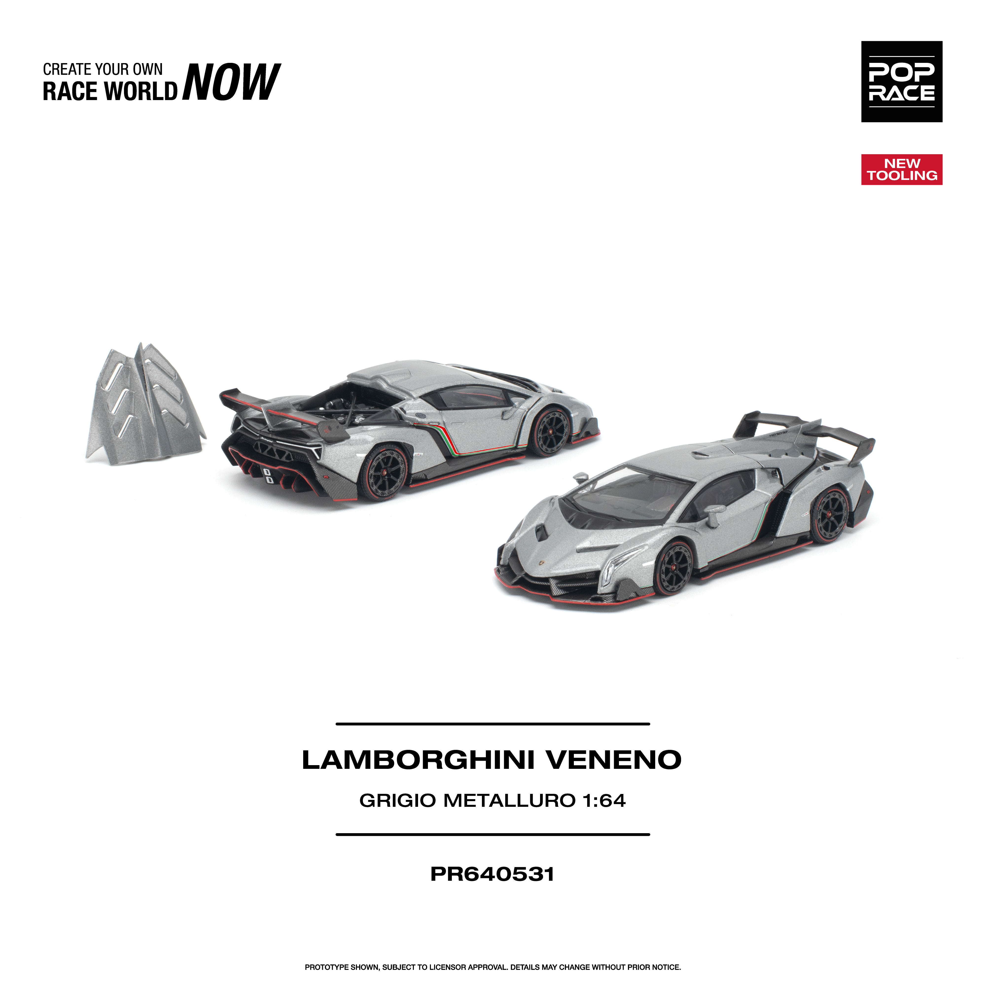 (預訂 Pre Order) POP RACE (PR640531)  LAMBORGHINI VENENO GRIGIO METALLURO | POPRACE 預訂優惠價 $130