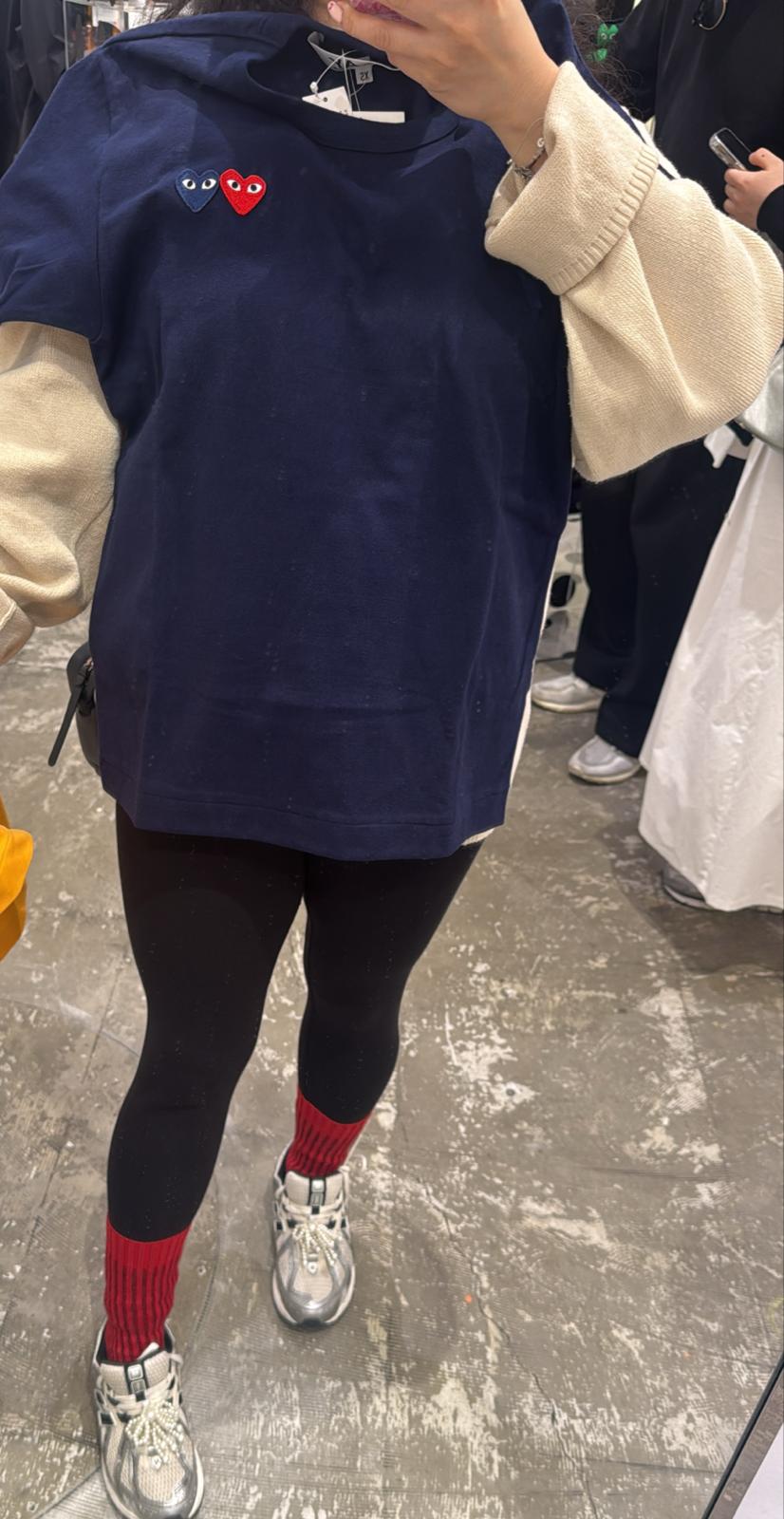 CdG navy 雙心 Size xxs-xxxl