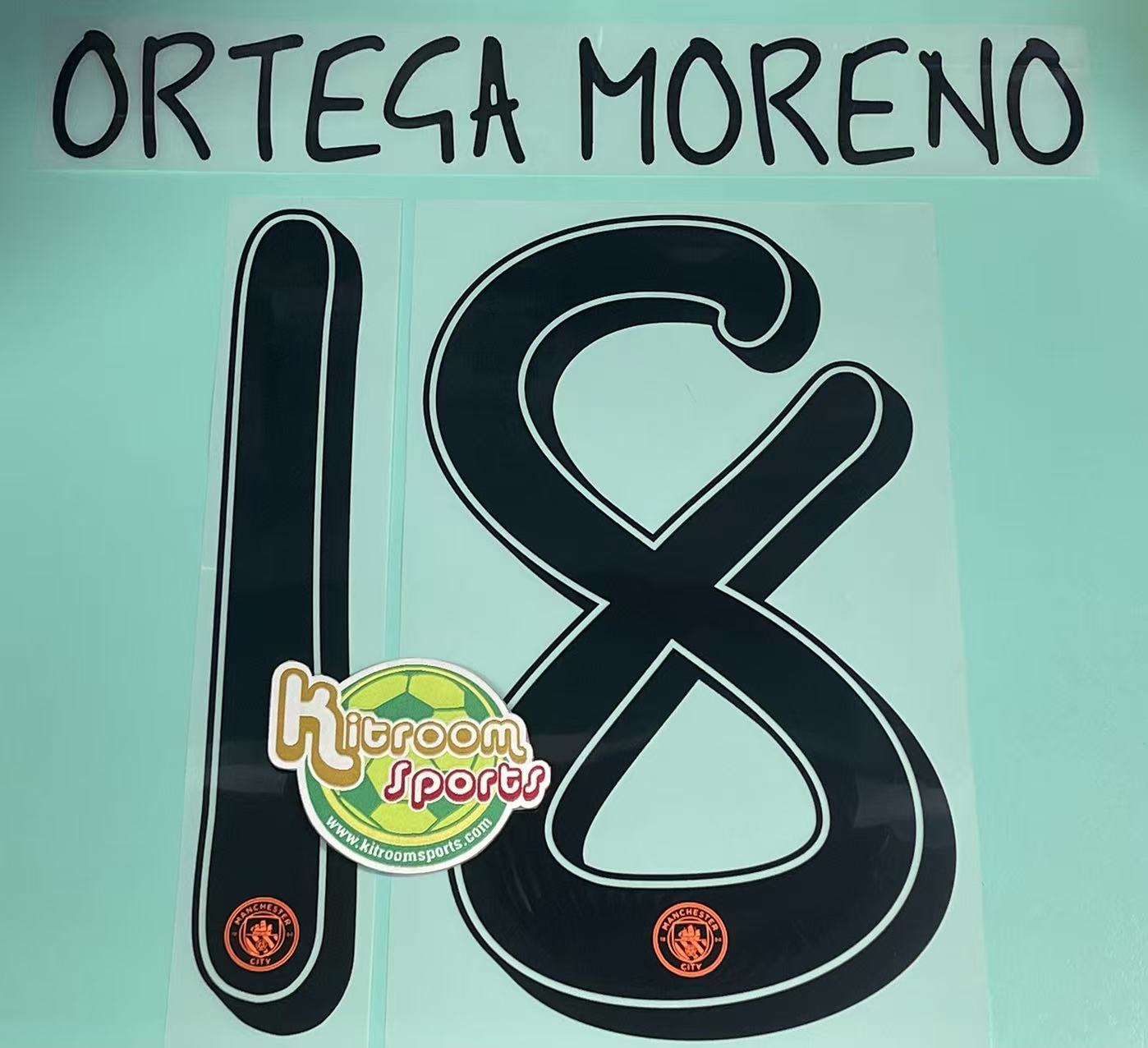2024-25 Manchester City 3RD GK UCL Nameset #18 ORTEGA MORENO
