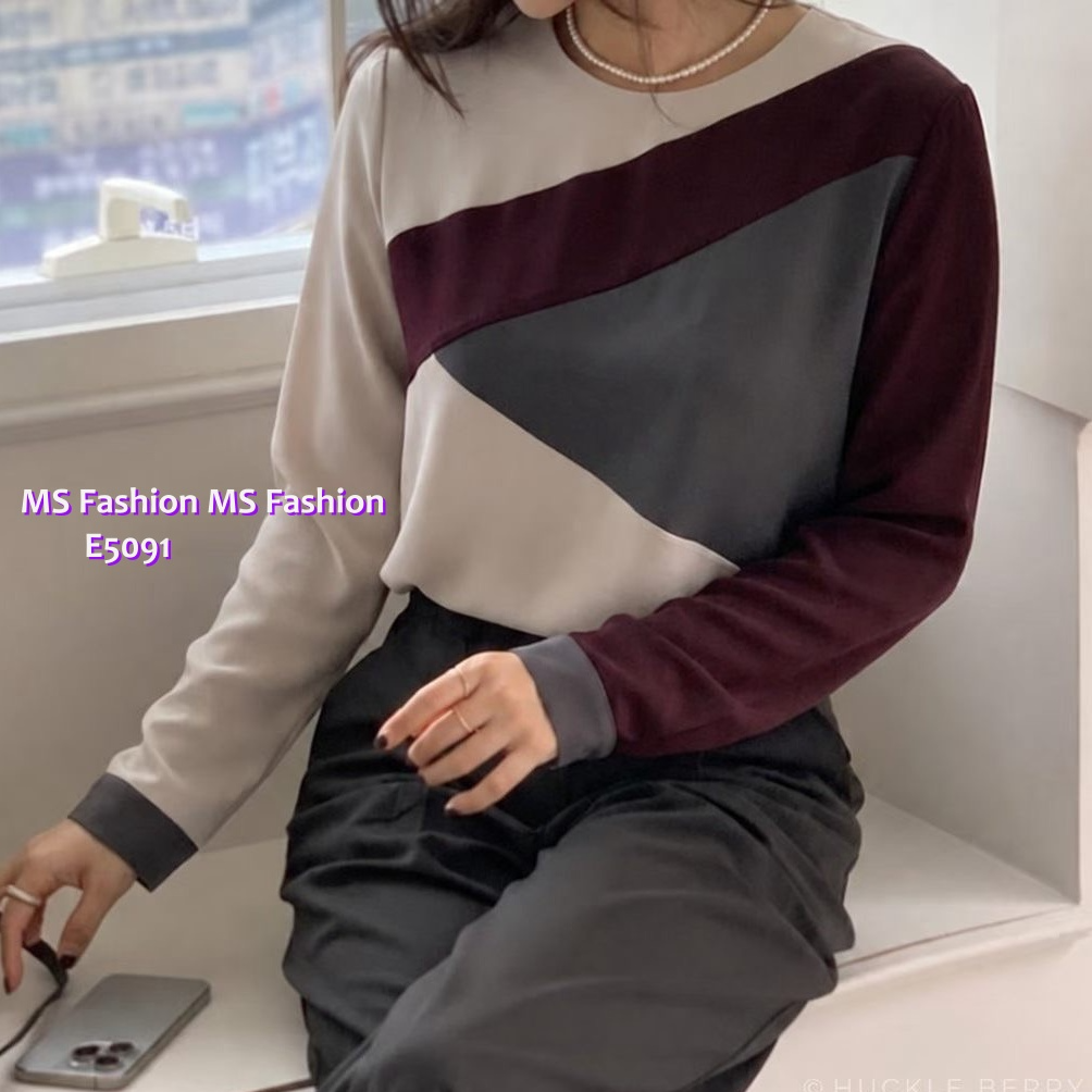 E5091 靚料靚拼色top