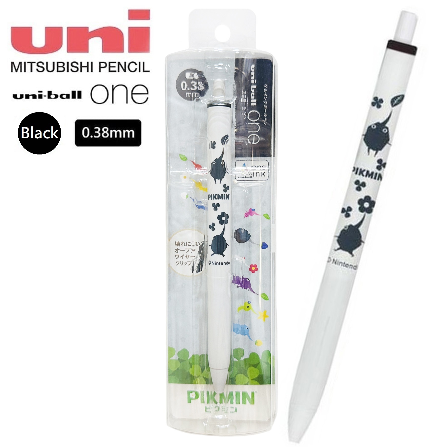 現貨｜皮克敏 Pikmin 三菱 uni-ball one 日本製 0.38mm 黑色 Black 啫喱筆 (706470)