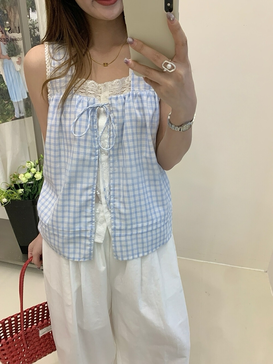 拼接格子假两件