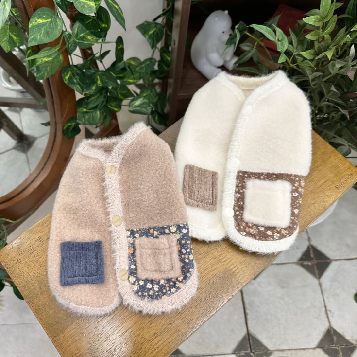 🇰🇷針織毛布配碎花布背心