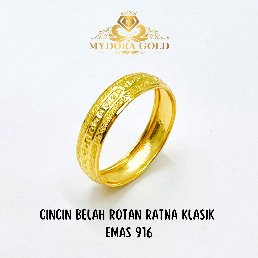 MYDORA Cincin Belah Rotan Ratna Klasik l EMAS 916/22K