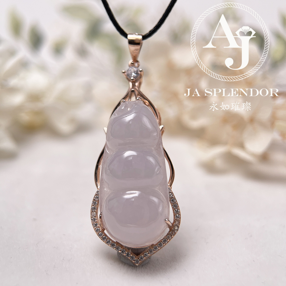 JNS-01 天然翡翠A玉 冰種櫻花粉厚莊四季平安福豆吊墜
