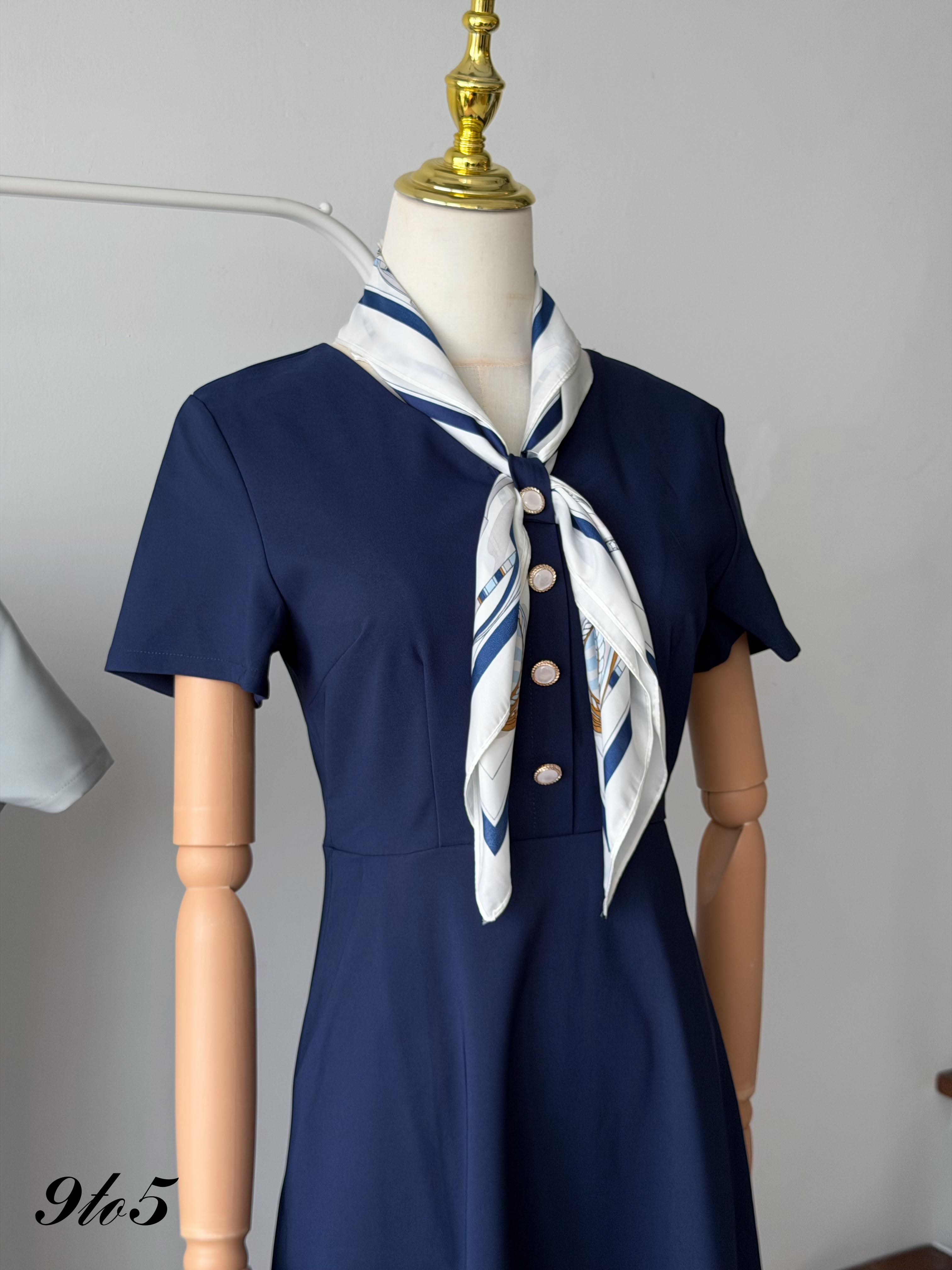 D2378 V Neck Waisted Dress - 3 Colors