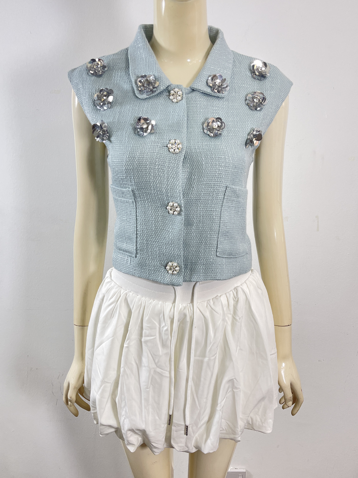 Pearl Bloom Tweed Top M98