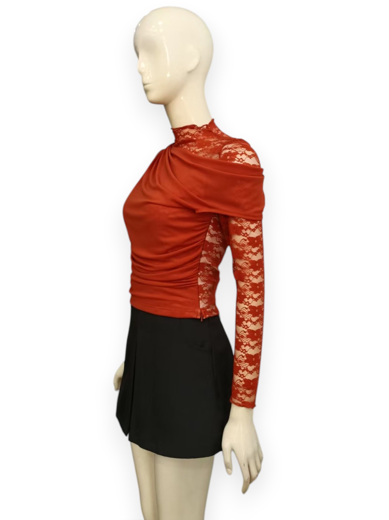 Ruched Lace Top M253