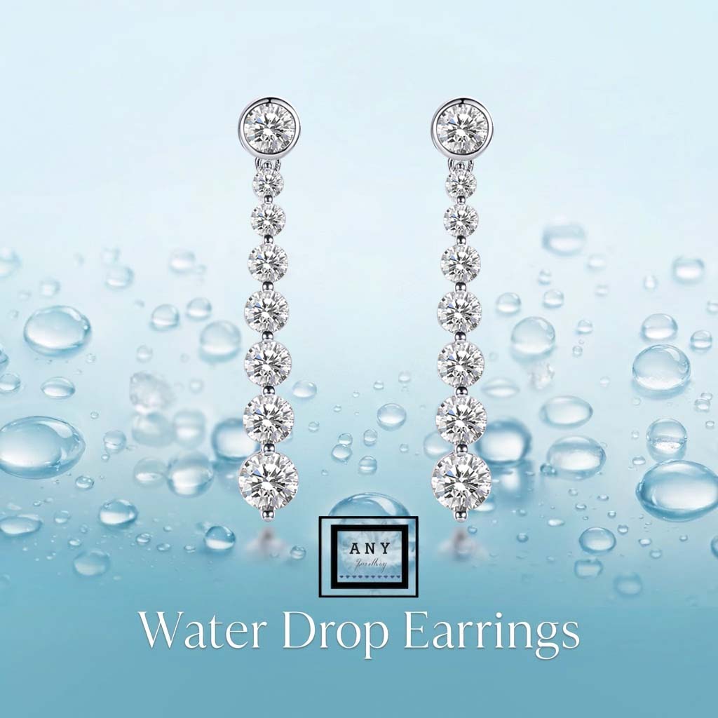 E4125 Water Drops Earrings 莫桑石
