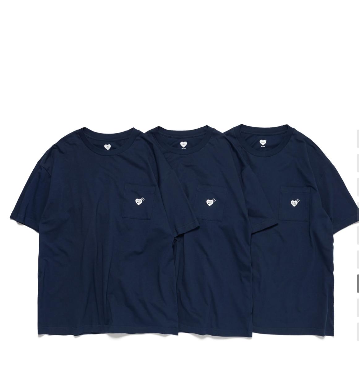 Human made pocket Tee套裝 齊色齊碼返貨👍🏻👍🏻 Navy / Black / white /grey set 一套3件 Size :m-xL 每一件T恤的左胸口袋上都有一顆“心”，不論是單穿還是疊穿都能帶來無限搭配可能性 每一件T恤的左胸口袋上都有一顆“心”，不論是單穿還是疊穿都能帶來無限搭配可能性