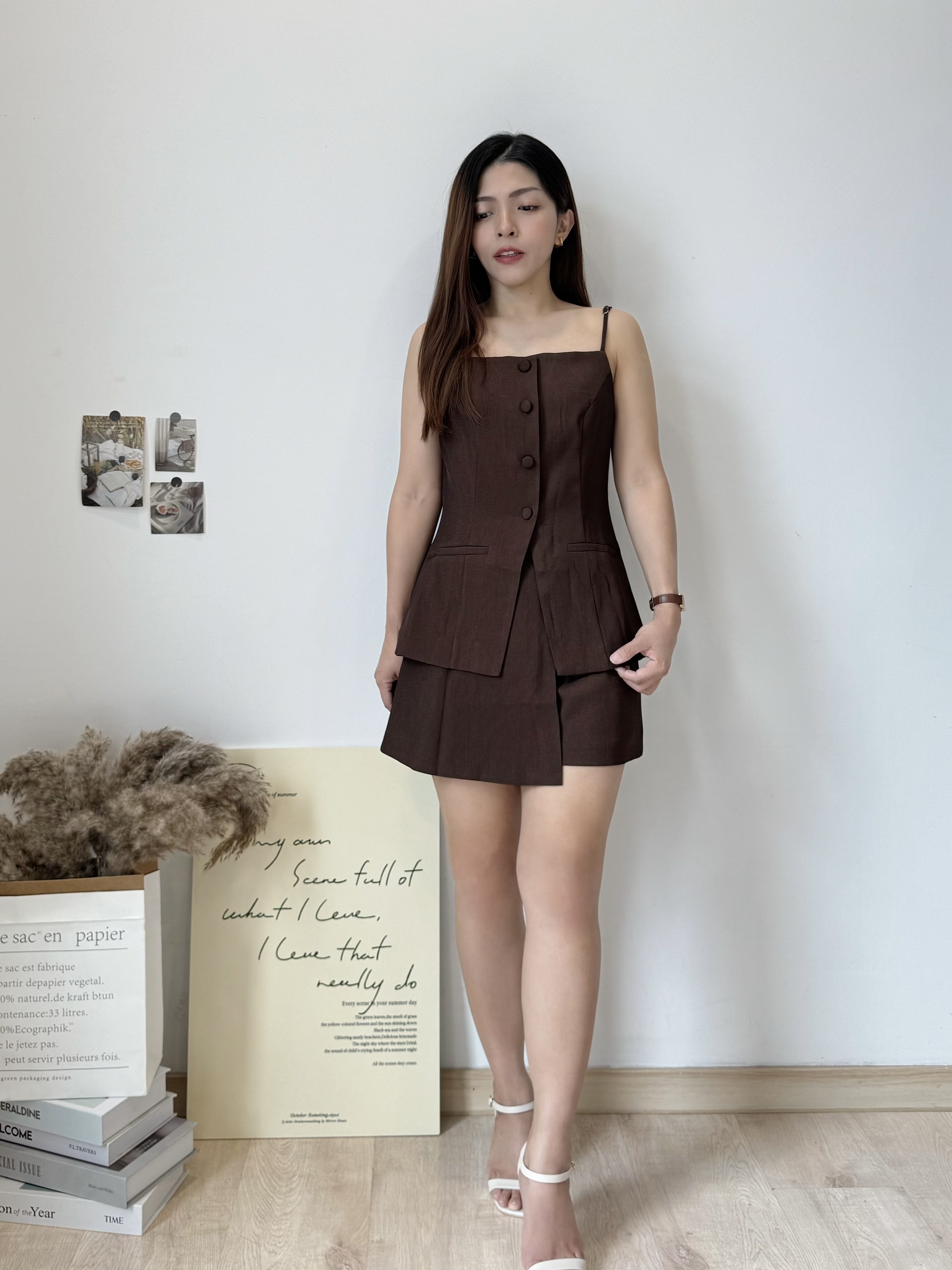 French Tailored Cami Set 法式收腰吊带西装裤裙套装 ( 3 colours )