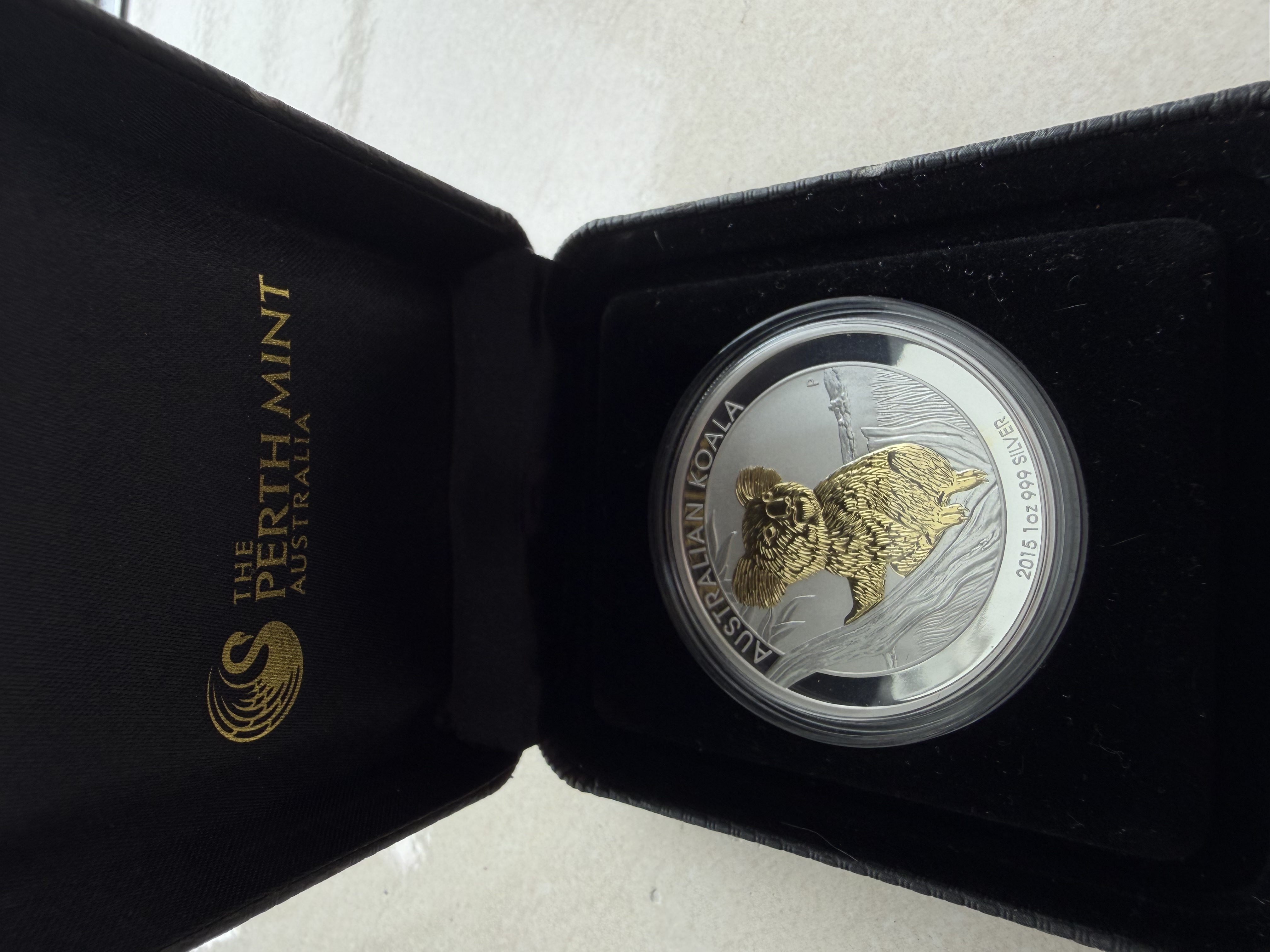 PERTH MINT 2015 1oz 🇦🇺 Aus Koala Gold Gilded Silver 999 - Limited 5000pcs 31.135g Silver Bar