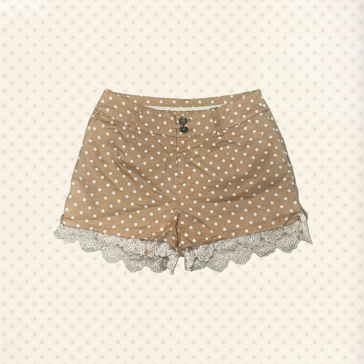 Polka Dot Lace-Trim Shorts