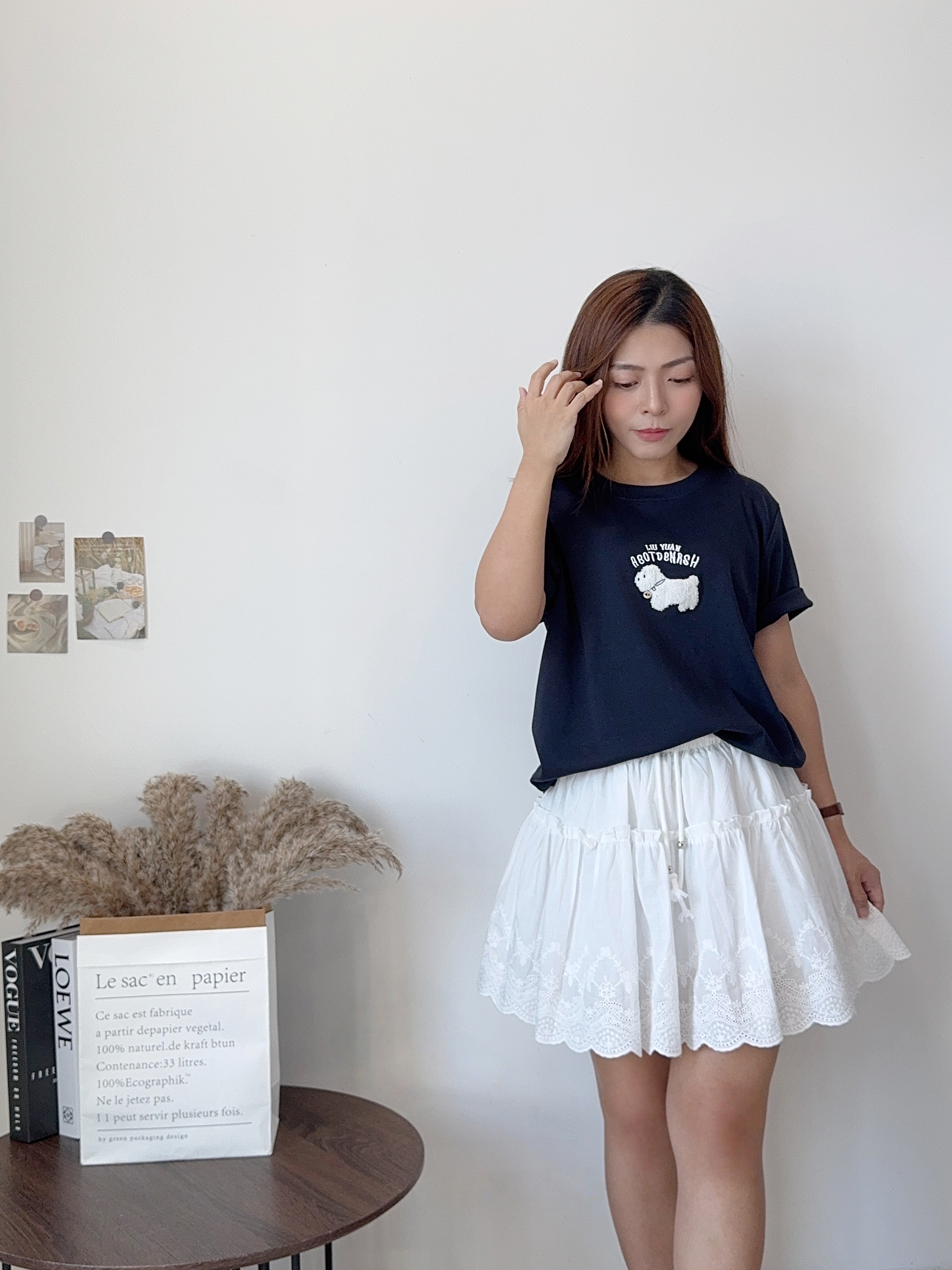 Fluffy Puppy Embroidery Casual Tee 韩系重工毛绒刺绣小奶狗短袖T恤 （ 3 Colours )