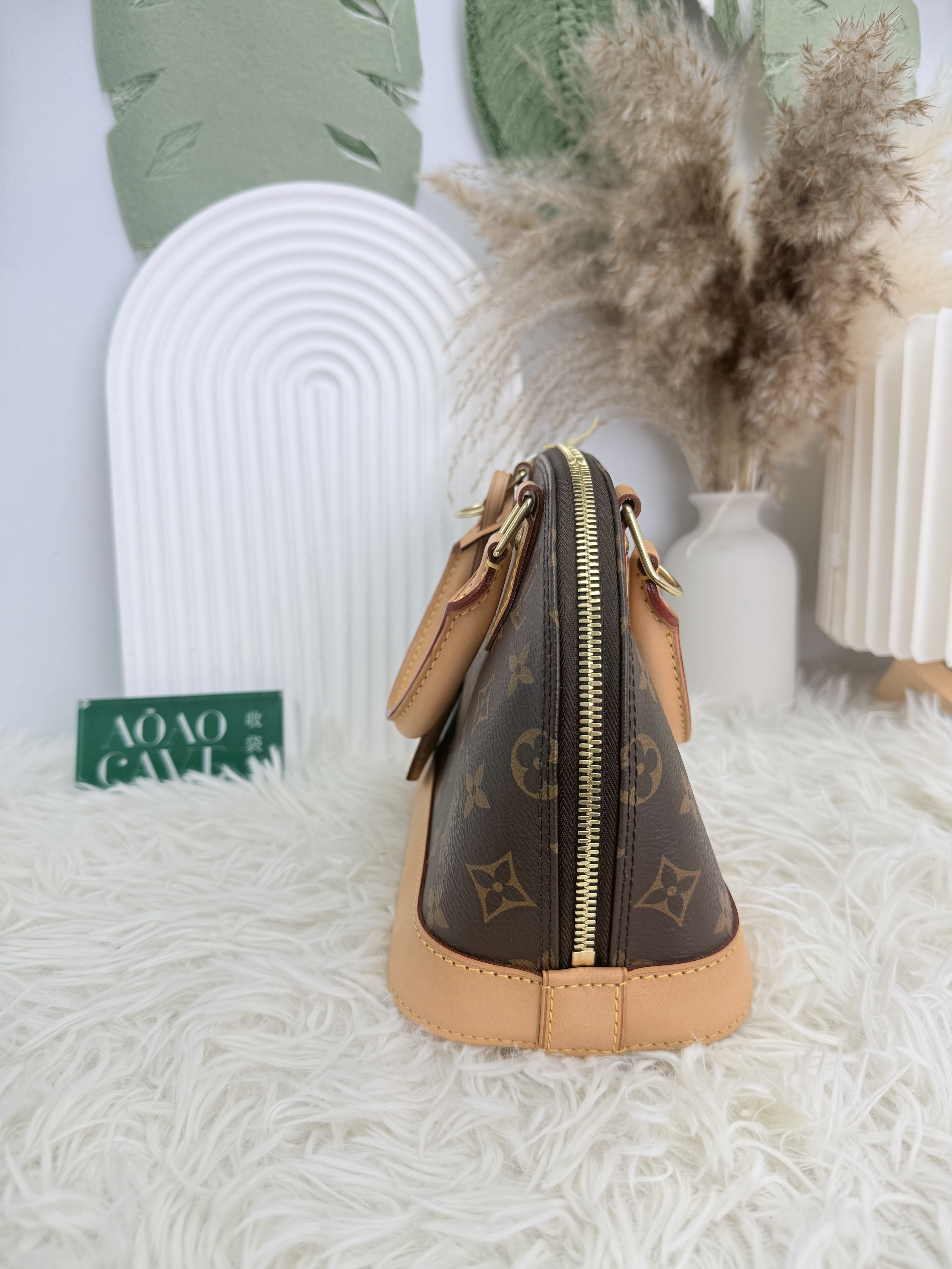 LV 🤍PRE OWNED Alma BB 啡色老花貝殼包 晶片款🤎