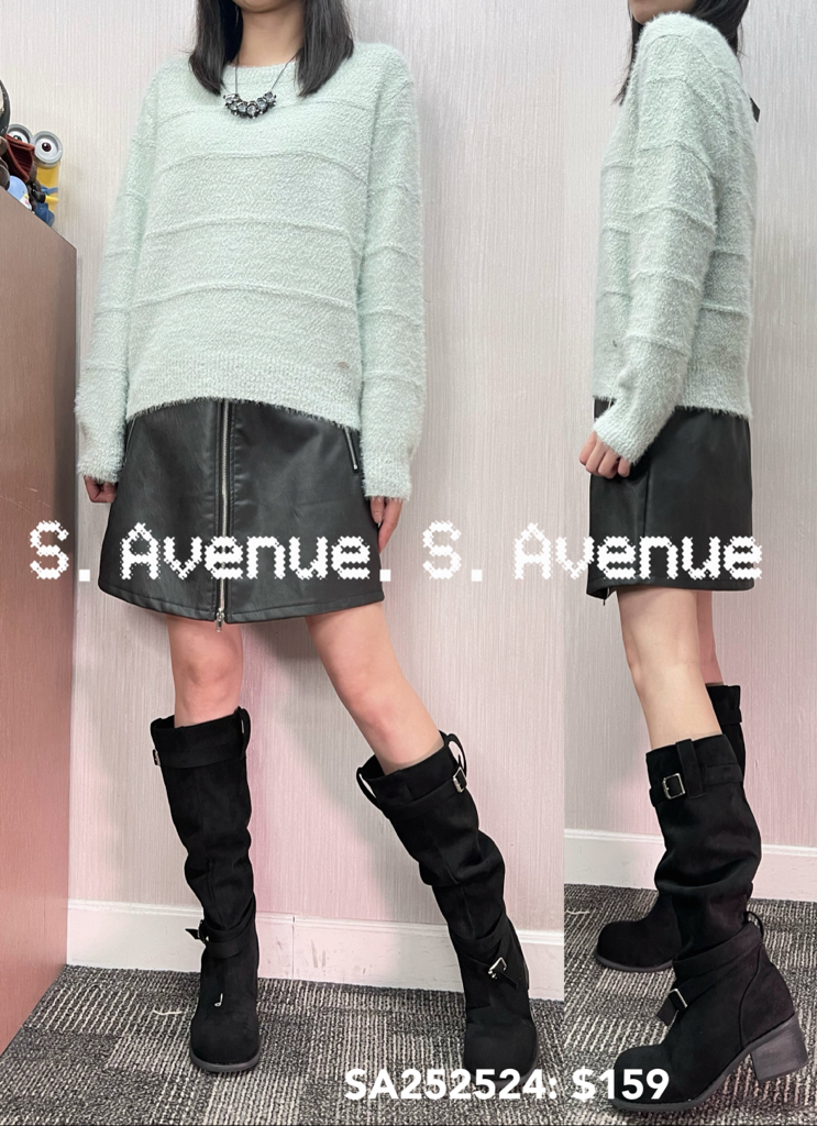 SA252524: 長袖暗織間薄毛冷top