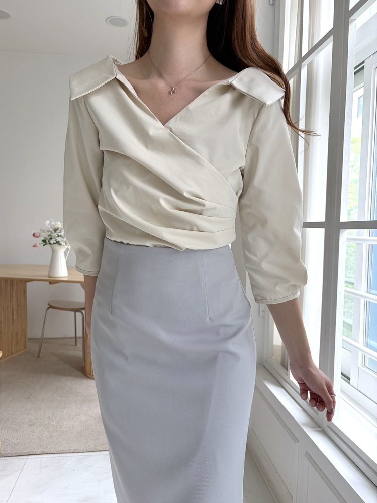 Leonie Tailored Midi Skirt (Misty Blue)