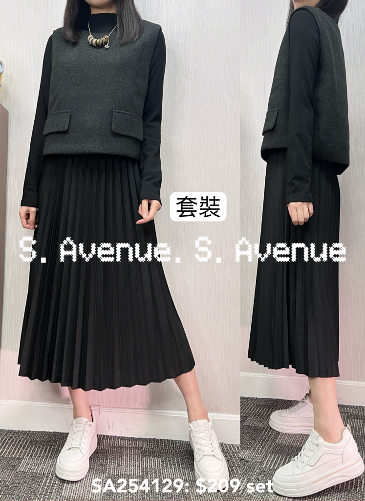 SA254129: 長袖淨色下百撍op配絨料假袋絨背心