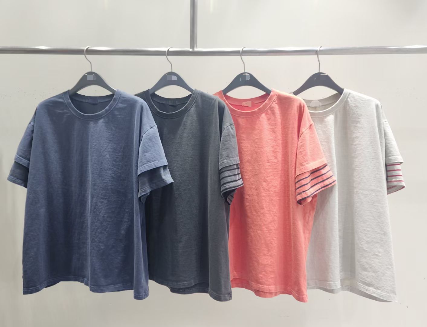 SS2611 文青條紋袖寬鬆T