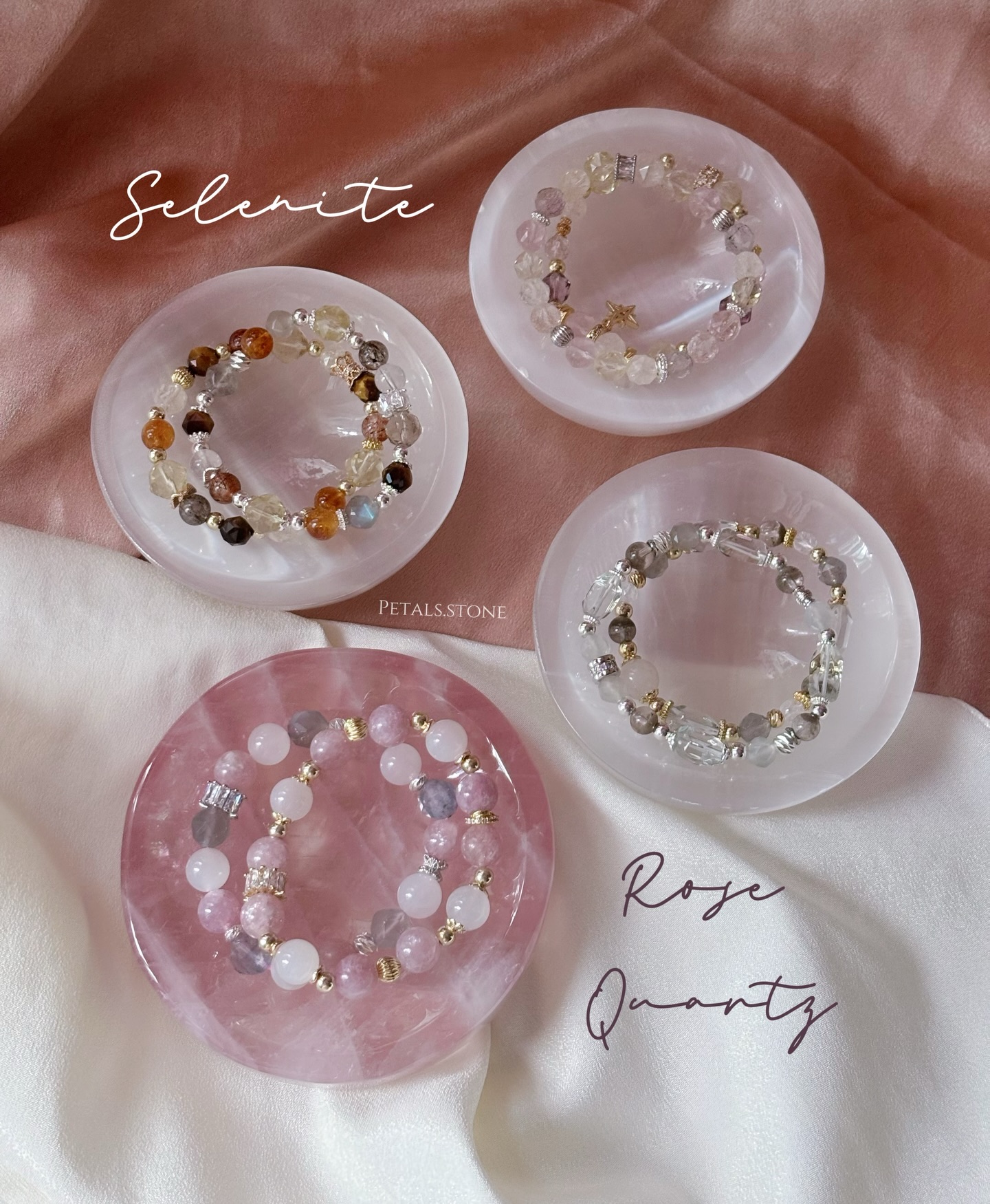 ☻Selenite Bowl ｜Rose Quartz Plate ♥