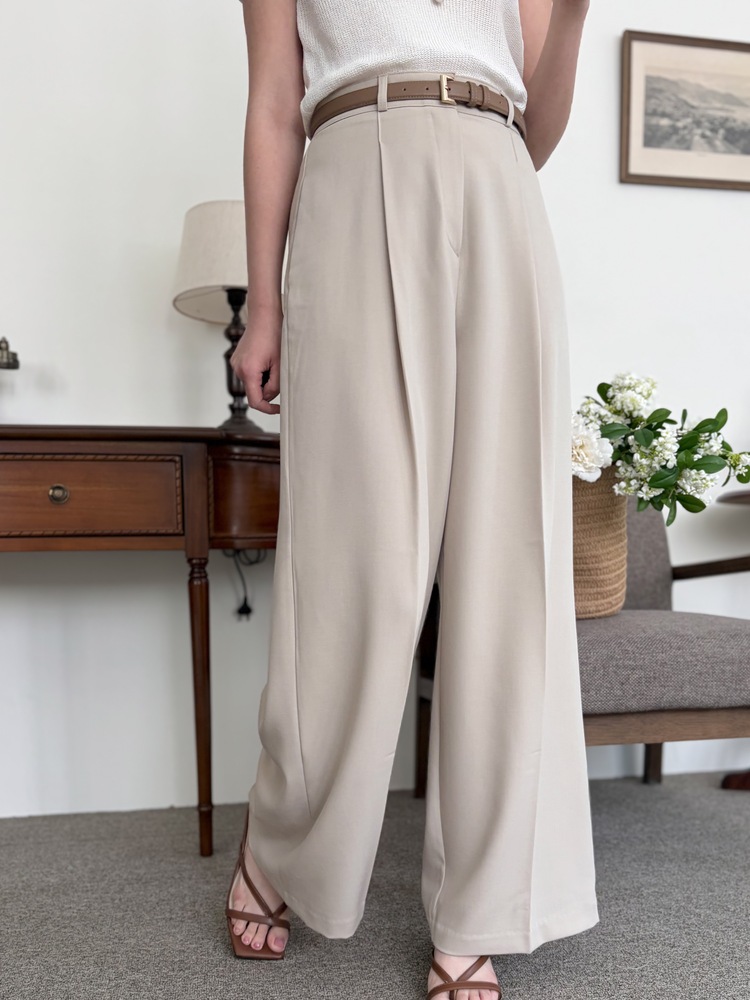 [輕薄!] Summer Timeless Rayon Pants (Light Beige)