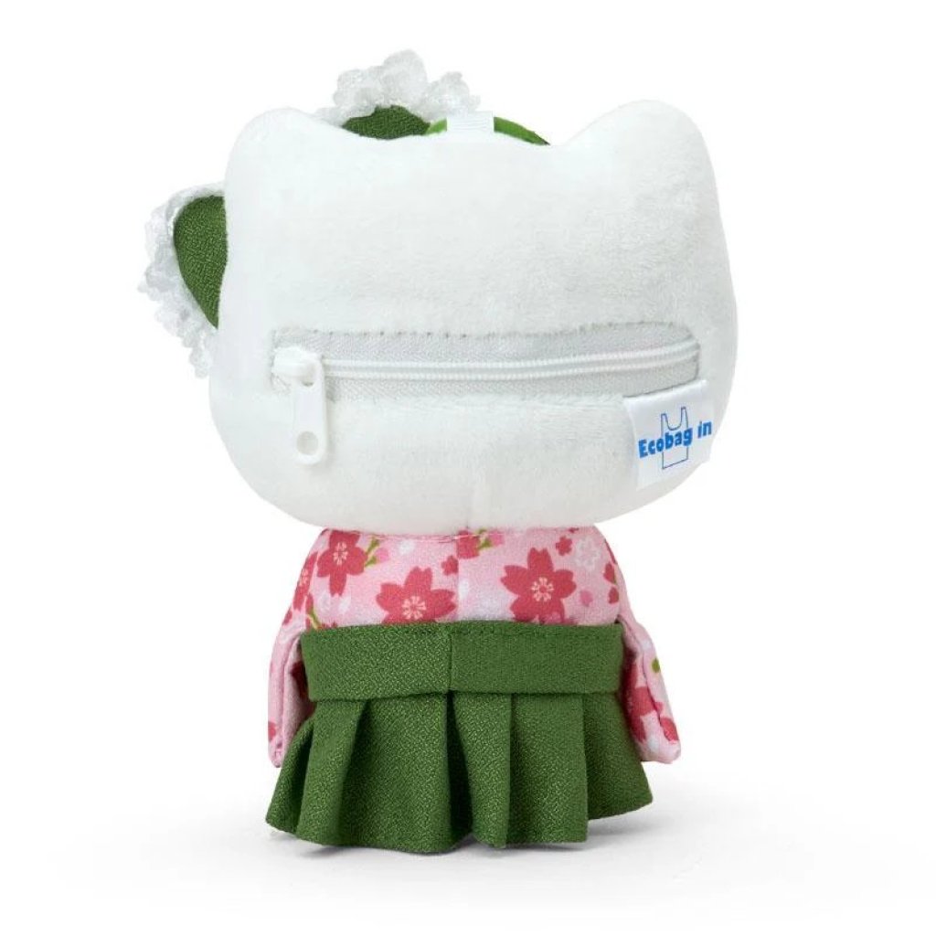 【日本】Hello Kitty 毛絨公仔環保袋（抹茶和服）