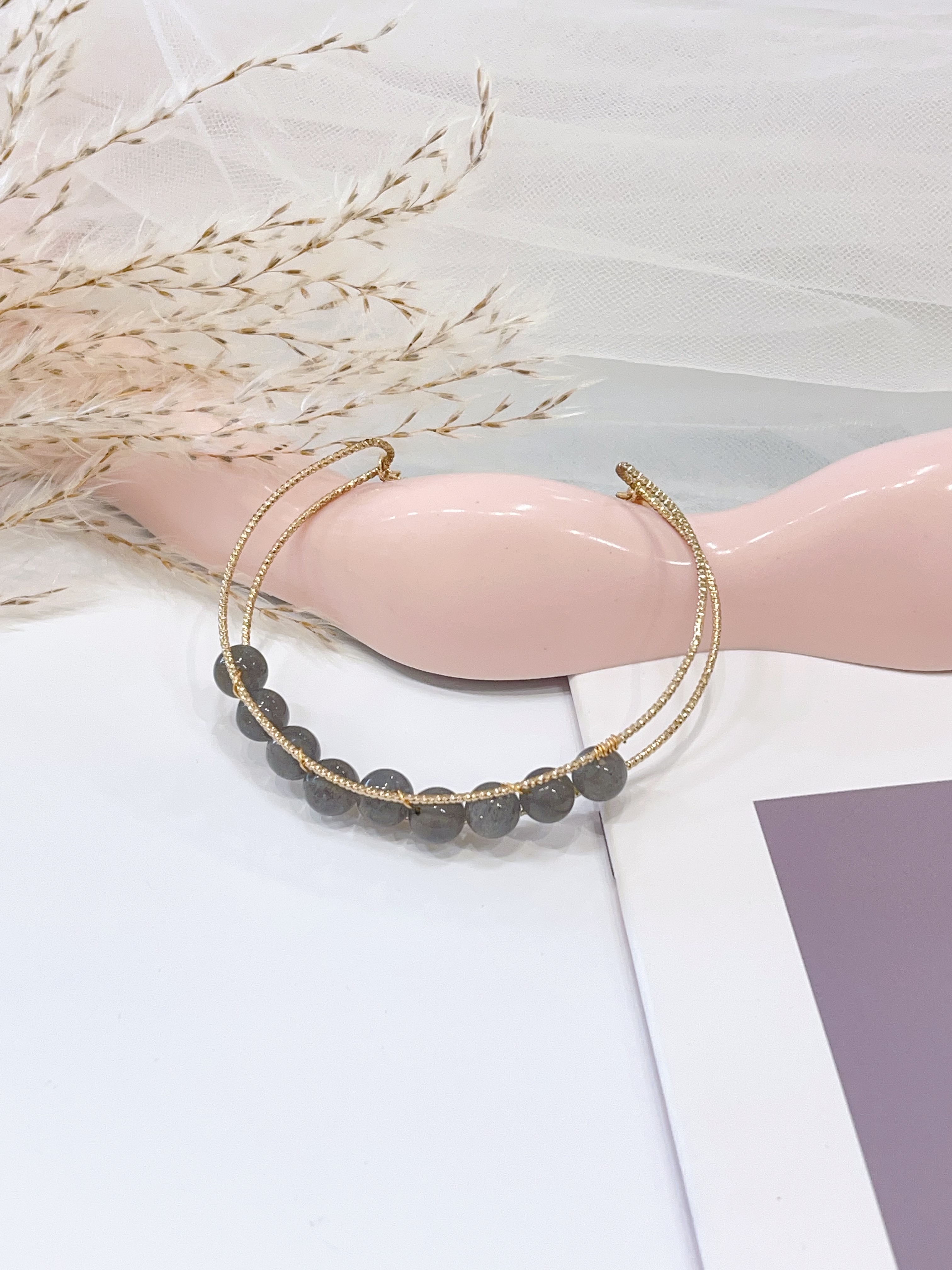 🌙✨ 月光石半镯框手串 Moonstone Half Bangle Frame Bracelet 