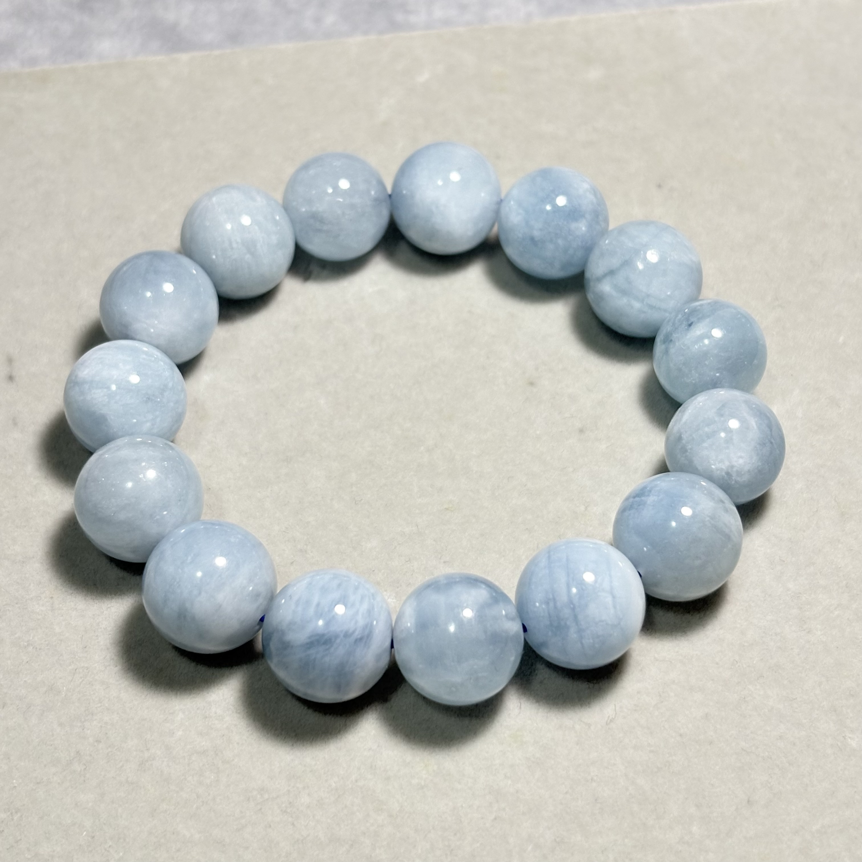 15mm海藍寶天然晶石手串No.4061