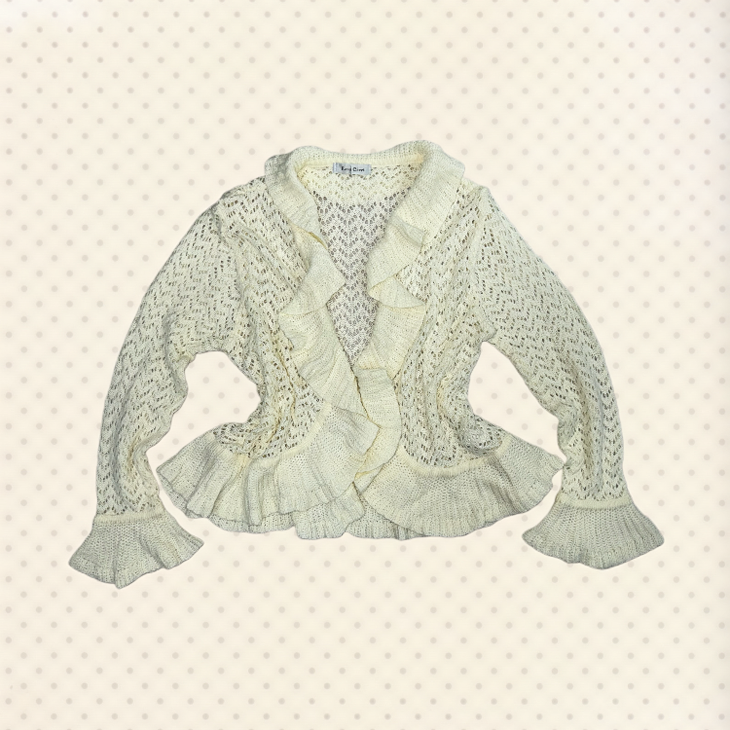 White Ruffled Knit Cardigan
