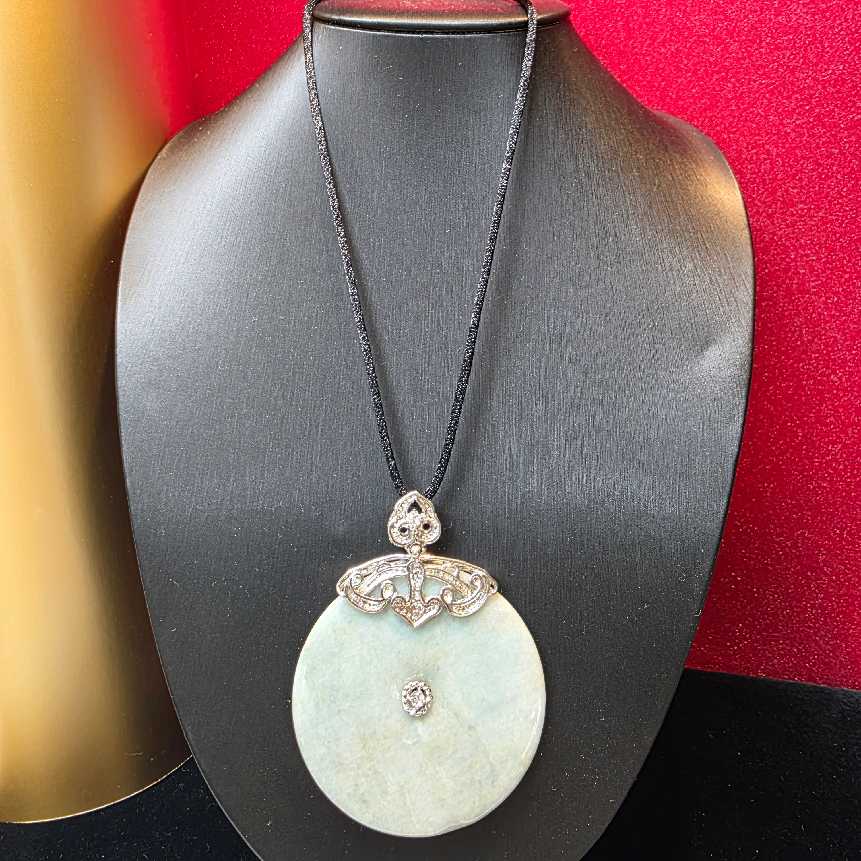 緬甸玉平安扣925銀吊墜