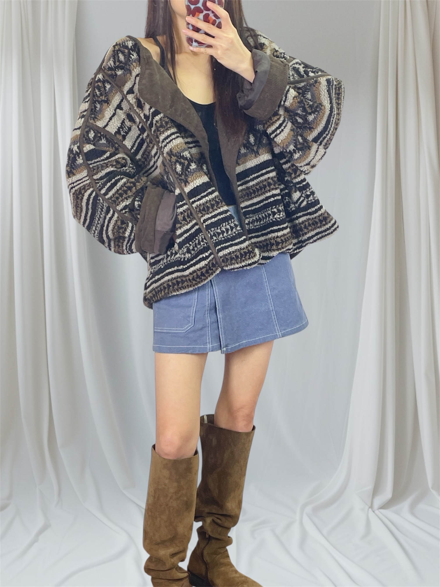 K5547 民族花羊羔毛外套