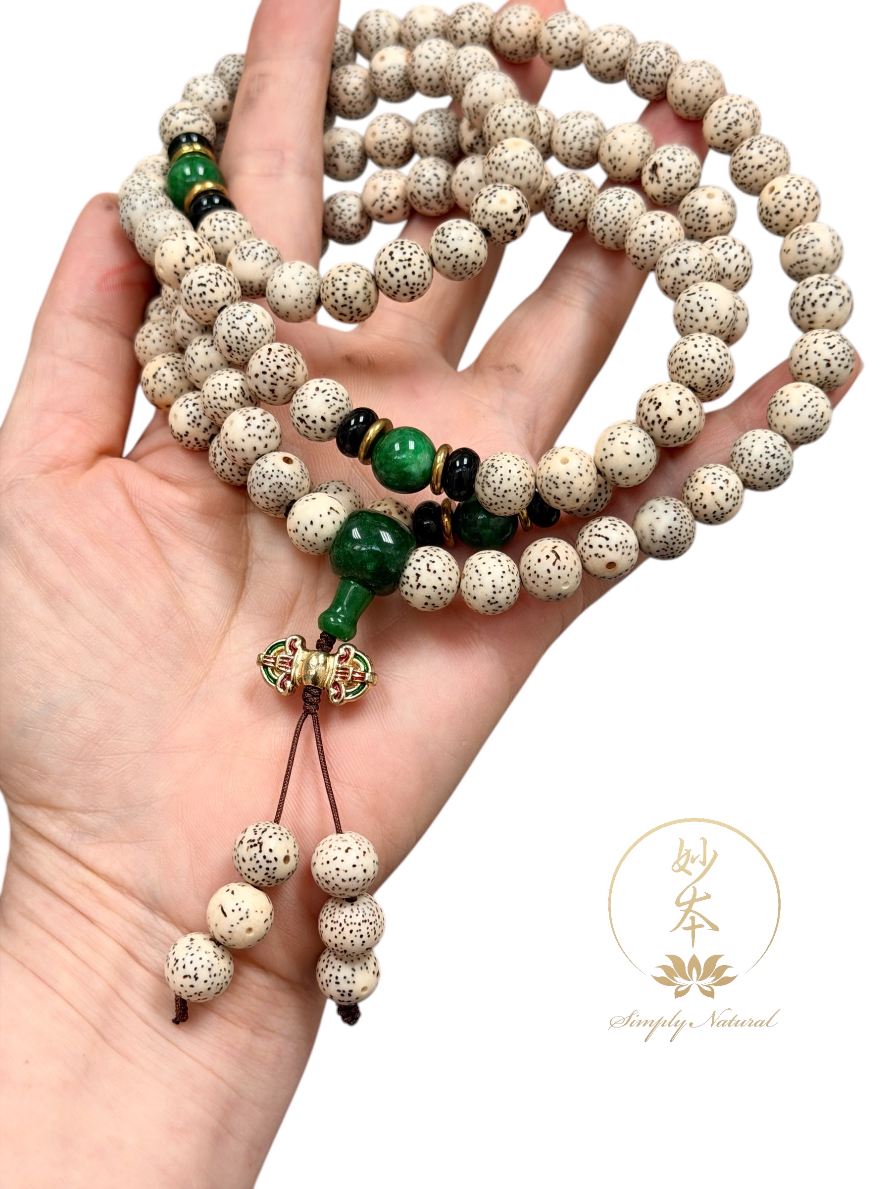 9.7mm 星月菩提子念珠 配：干青、金剛杵