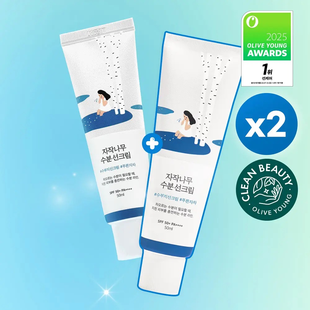 Round Lab Birch Tree Moisturizing Sunscreen 白樺樹水分防曬霜SPF50+ PA++++ 50ml+50ml | Olive Young優惠套裝
