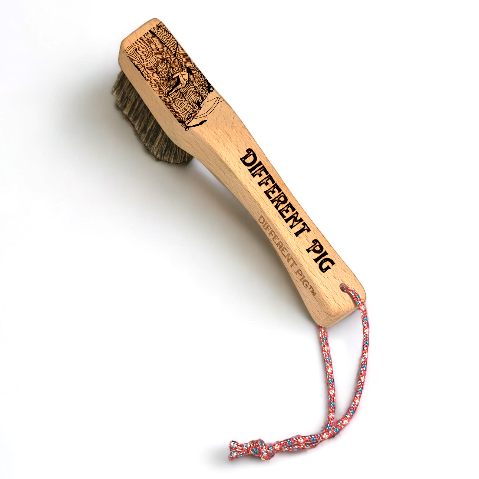 【來圖訂製】𝗗𝗜𝗙𝗙𝗘𝗥𝗘𝗡𝗧 𝗣𝗜𝗚™ OG brush with paracord fully customised by you 刻圖大豬攀岩掃