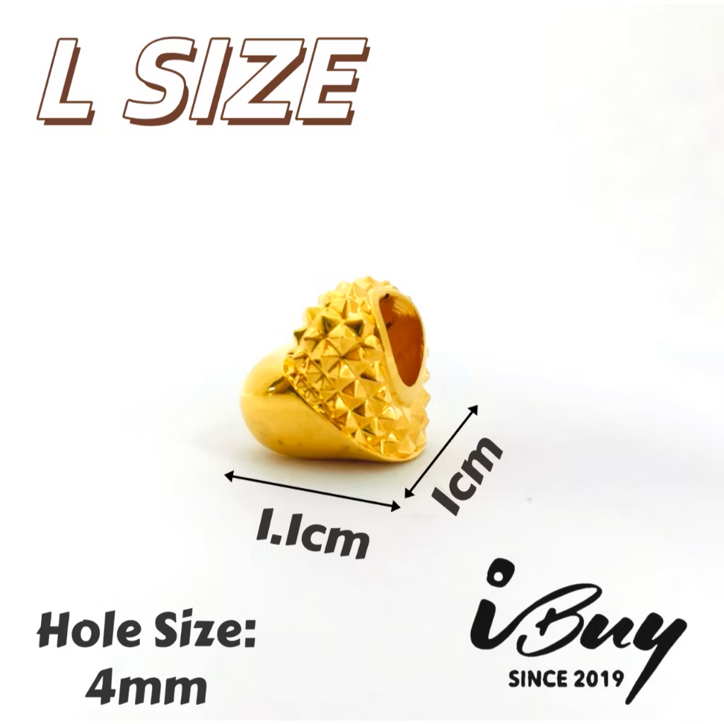 916 HARD GOLD HALF-DIAMOND HEART PATTERN CHARM BAED 916 硬金半菱纹爱心串咀