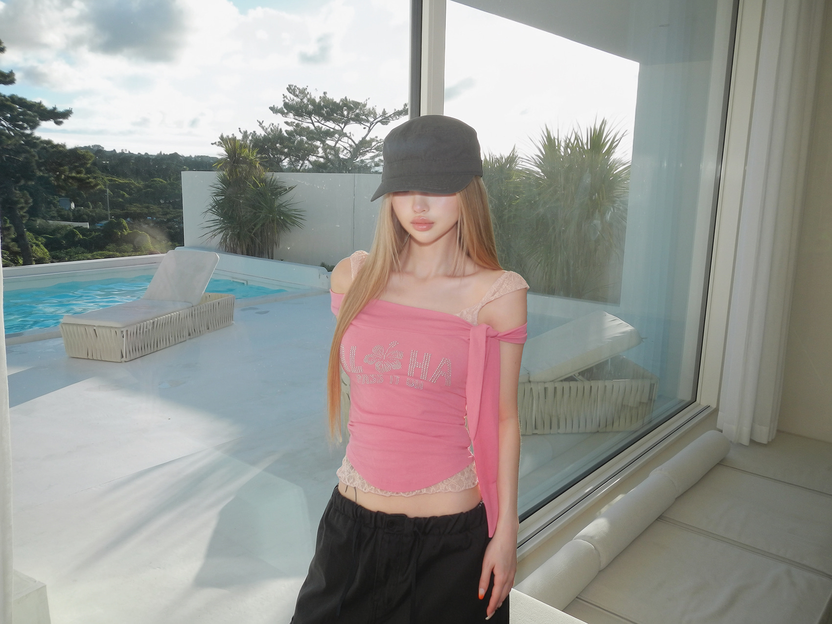 Rhinestone Off-Shoulder Top