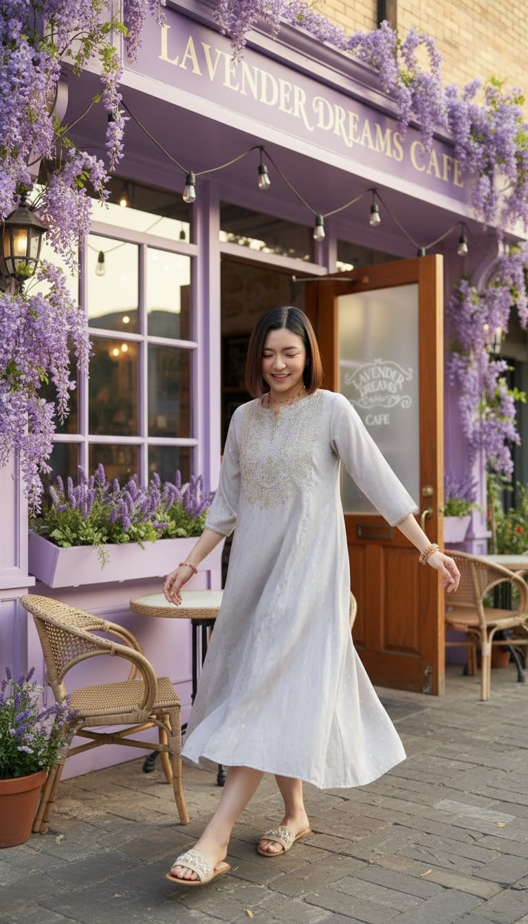2518 Light Lavender A-Line Golden Emb. OP