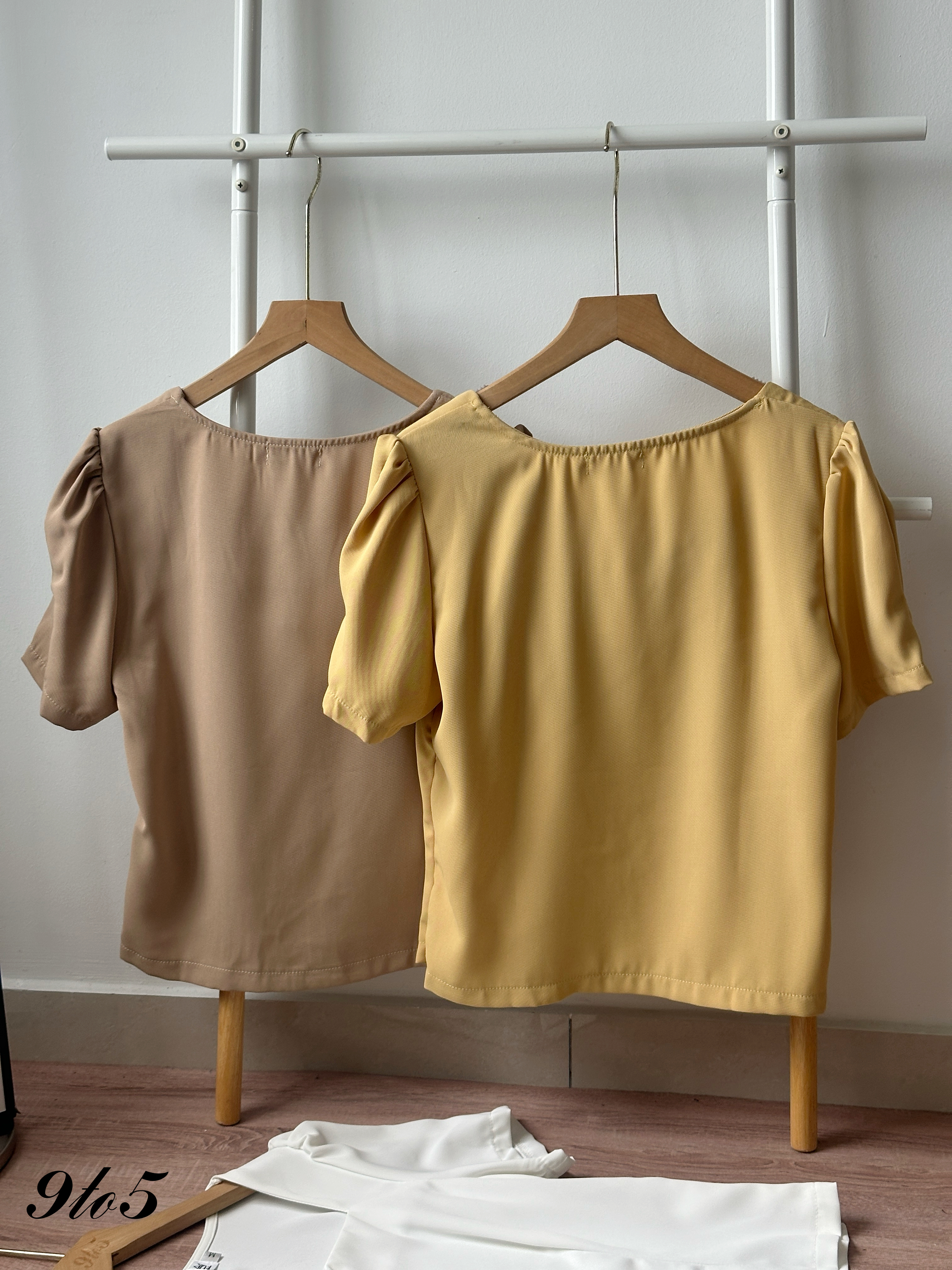 T4361 Puff Sleeve Square Neck Top - 4 Colors 